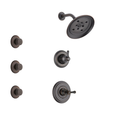 Delta Cassidy Venetian Bronze Finish Shower System with Control Handle, 3-Setting Diverter, Showerhead, and 3 Body Sprays SS142973RB1