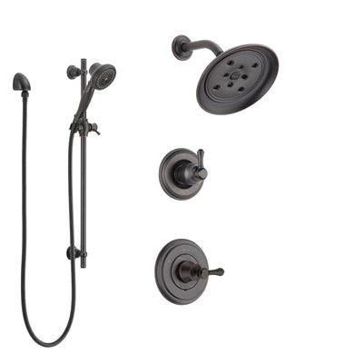 Delta Cassidy Venetian Bronze Finish Shower System with Control Handle, 3-Setting Diverter, Showerhead, and Hand Shower with Slidebar SS142973RB5