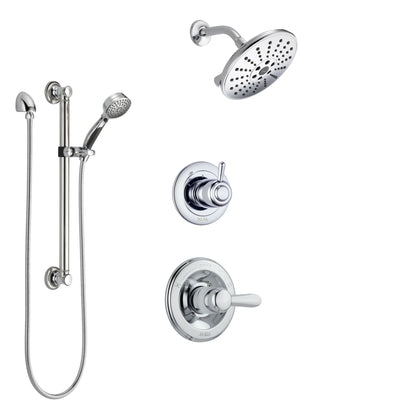Delta Lahara Chrome Finish Shower System with Control Handle, 3-Setting Diverter, Showerhead, and Hand Shower with Grab Bar SS14382