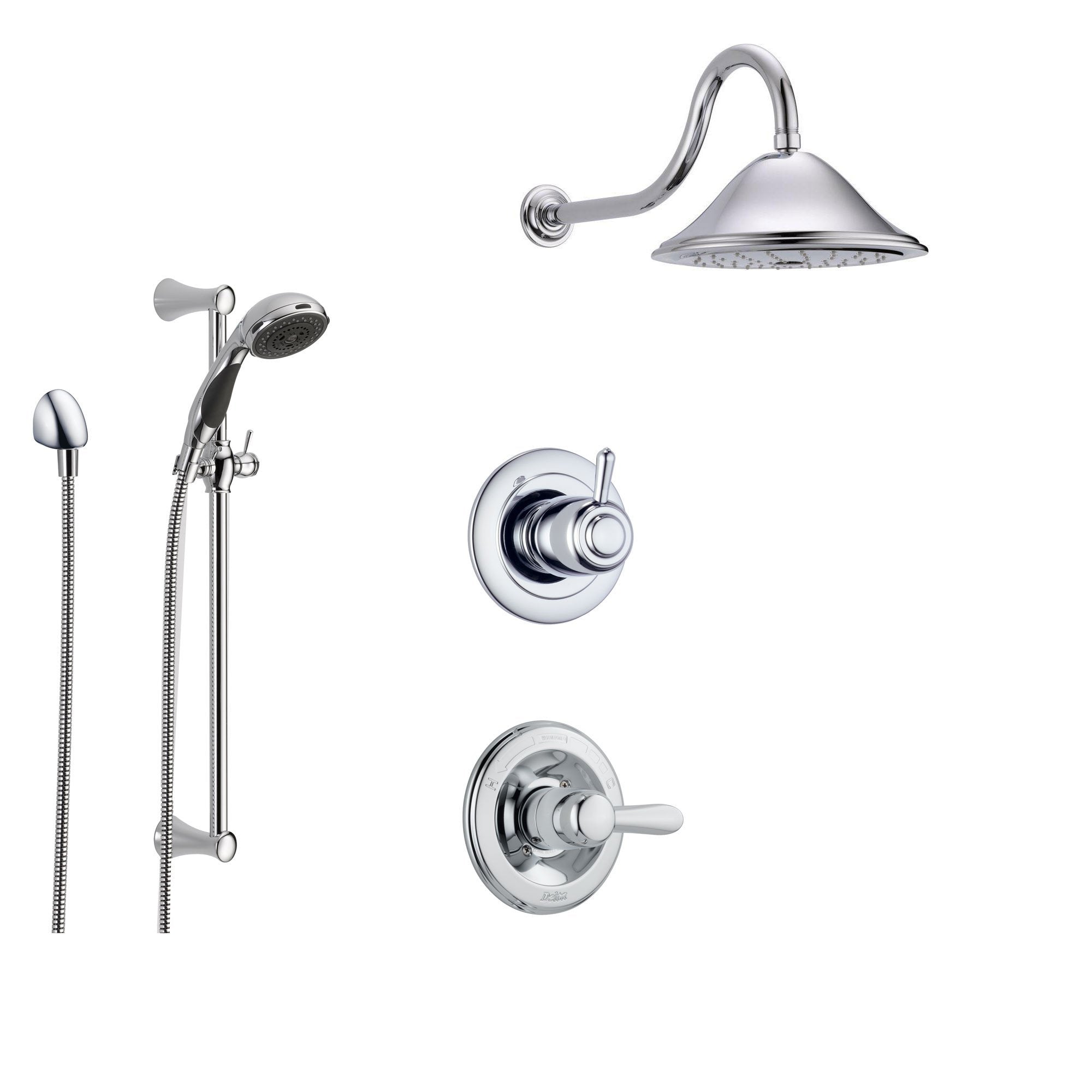 Delta Lahara Chrome Shower System with Normal Shower Handle, 3-setting Diverter, Large Rain Showerhead, and Handheld Shower SS143881