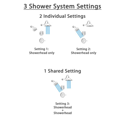 Delta Lahara Stainless Steel Shower System with Normal Shower Handle, 3-setting Diverter, Large Ceiling Mount Showerhead, and Wall Mount Showerhead SS143883SS