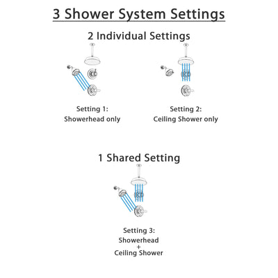 Delta Lahara Chrome Shower System with Normal Shower Handle, 3-setting Diverter, Large Ceiling Mount Rain Showerhead, and Wall Mount Showerhead SS143883