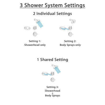 Delta Lahara Stainless Steel Shower System with Normal Shower Handle, 3-setting Diverter, Modern Round Showerhead, and Dual Body Spray Plate SS143884SS