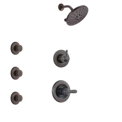 Delta Lahara Venetian Bronze Finish Shower System with Control Handle, 3-Setting Diverter, Showerhead, and 3 Body Sprays SS1438RB3