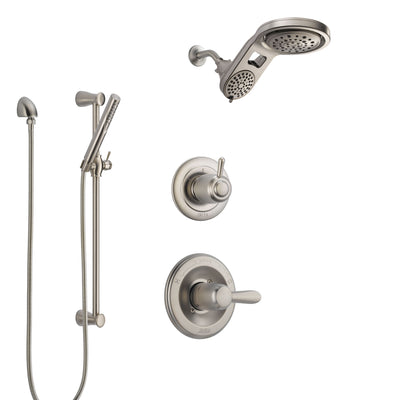 Delta Lahara Stainless Steel Finish Shower System with Control Handle, 3-Setting Diverter, Dual Showerhead, and Hand Shower with Slidebar SS1438SS5