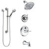 Delta Cassidy Chrome Finish Tub and Shower System with Temp2O Control Handle, 3-Setting Diverter, Showerhead, and Hand Shower with Grab Bar SS144003