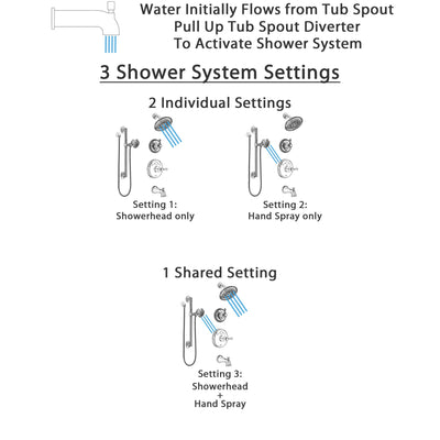 Delta Cassidy Chrome Finish Tub and Shower System with Temp2O Control Handle, 3-Setting Diverter, Showerhead, and Hand Shower with Grab Bar SS144005