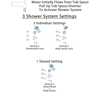 Delta Cassidy Stainless Steel Finish Tub and Shower System with Temp2O Control Handle, 3-Setting Diverter, Showerhead, and 3 Body Sprays SS14400SS2