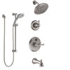 Delta Cassidy Stainless Steel Finish Tub and Shower System with Temp2O Control Handle, Diverter, Showerhead, and Hand Shower with Slidebar SS14400SS4