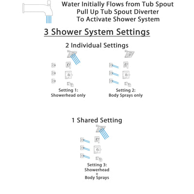 Delta Ara Stainless Steel Finish Tub and Shower System with Temp2O Control Handle, 3-Setting Diverter, Showerhead, and 3 Body Sprays SS14401SS2