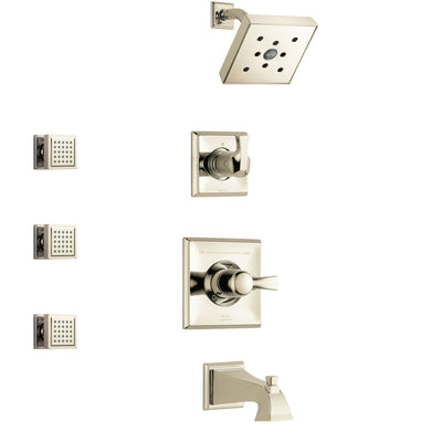 Delta Dryden Polished Nickel Finish Tub and Shower System with Control Handle, 3-Setting Diverter, Showerhead, and 3 Body Sprays SS144512PN1