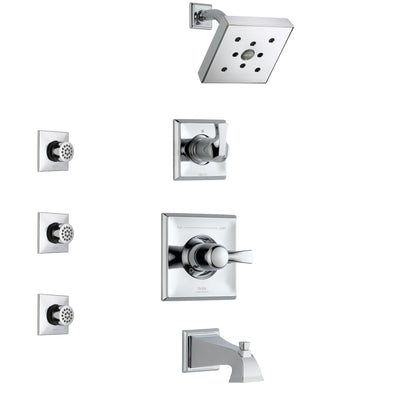 Delta Dryden Chrome Finish Tub and Shower System with Control Handle, 3-Setting Diverter, Showerhead, and 3 Body Sprays SS1445131