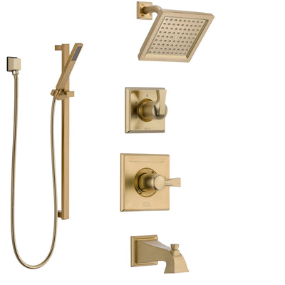 Delta Dryden Champagne Bronze Tub and Shower System with Control Handle, 3-Setting Diverter, Showerhead, and Hand Shower with Slidebar SS14451CZ2