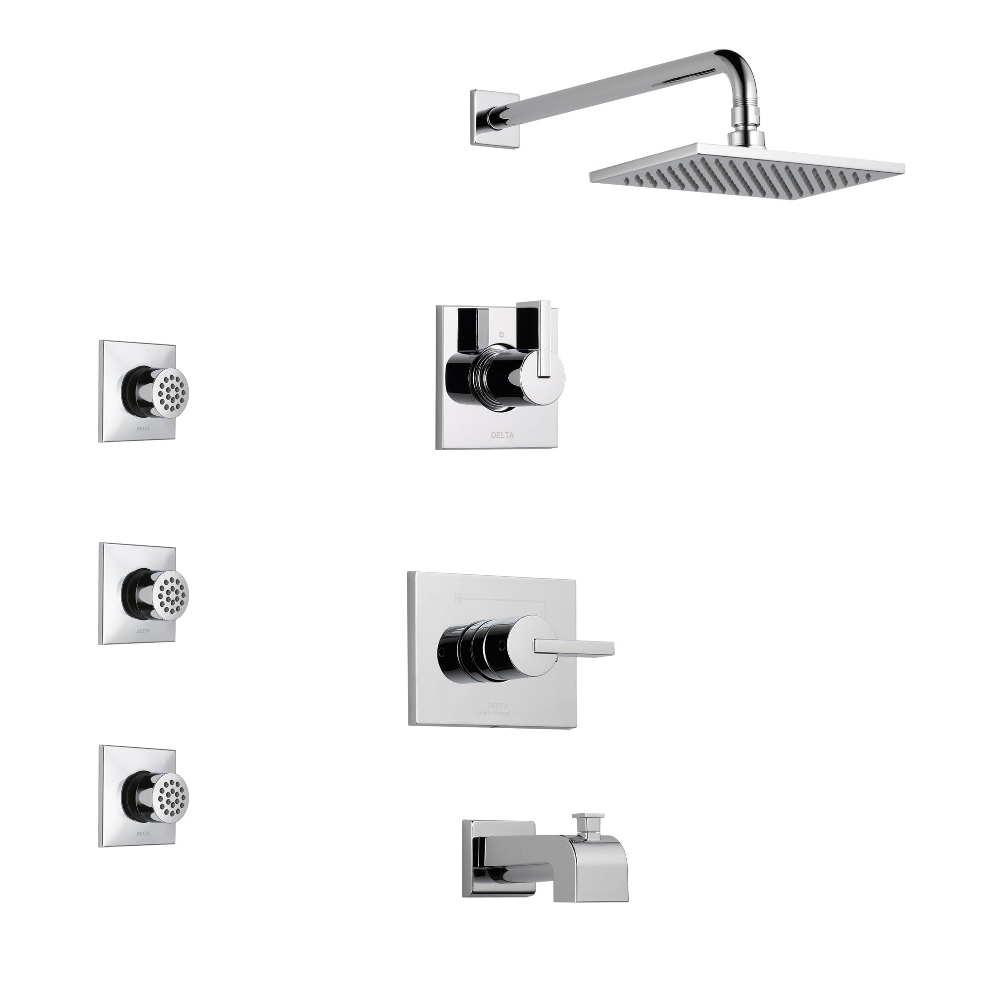 Delta Vero Chrome Finish Tub and Shower System with Control Handle, 3-Setting Diverter, Showerhead, and 3 Body Sprays SS1445321