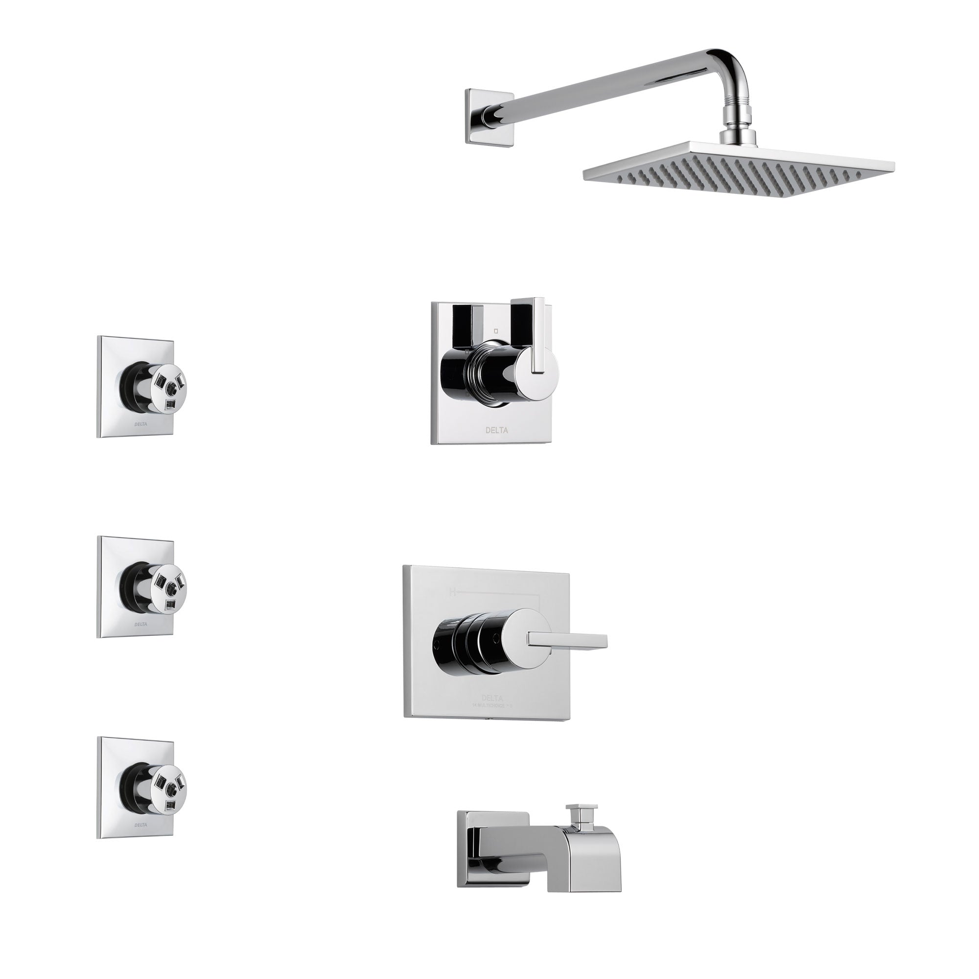 Delta Vero Chrome Finish Tub and Shower System with Control Handle, 3-Setting Diverter, Showerhead, and 3 Body Sprays SS1445322