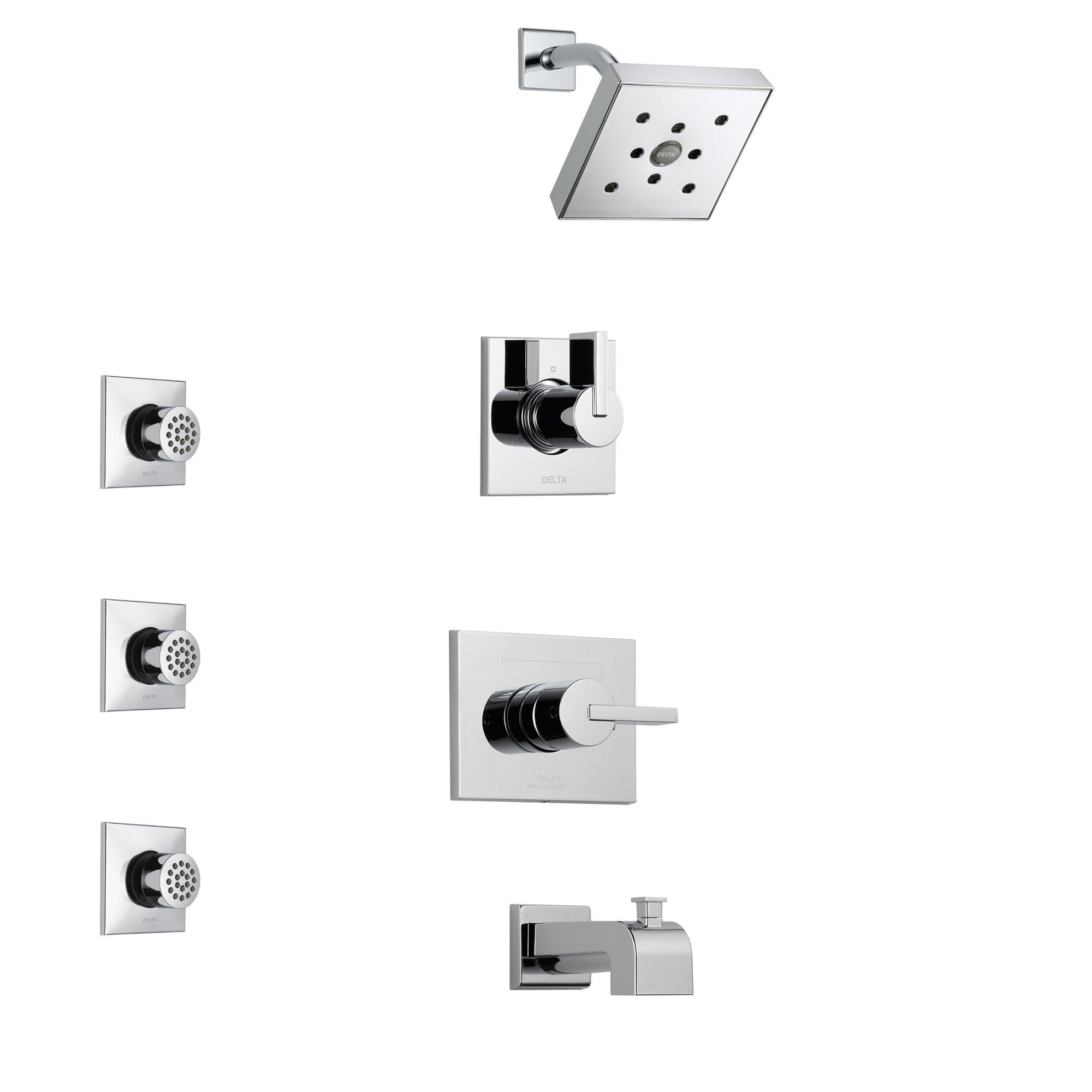 Delta Vero Chrome Finish Tub and Shower System with Control Handle, 3-Setting Diverter, Showerhead, and 3 Body Sprays SS1445331