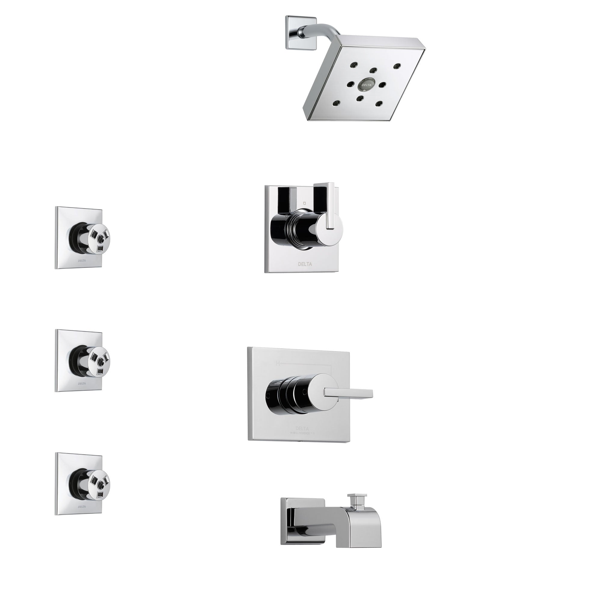 Delta Vero Chrome Finish Tub and Shower System with Control Handle, 3-Setting Diverter, Showerhead, and 3 Body Sprays SS1445332