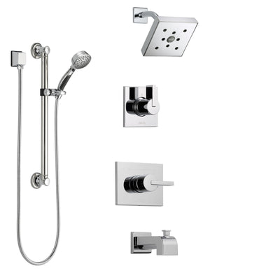 Delta Vero Chrome Finish Tub and Shower System with Control Handle, 3-Setting Diverter, Showerhead, and Hand Shower with Grab Bar SS1445333