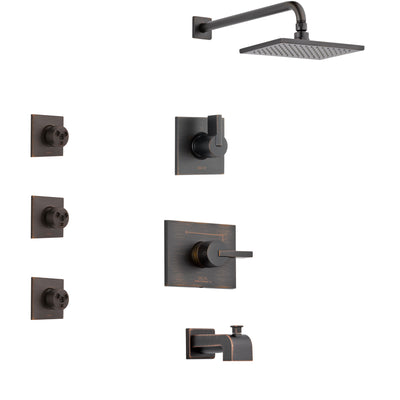 Delta Vero Venetian Bronze Finish Tub and Shower System with Control Handle, 3-Setting Diverter, Showerhead, and 3 Body Sprays SS14453RB1
