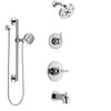 Delta Trinsic Chrome Finish Tub and Shower System with Control Handle, 3-Setting Diverter, Showerhead, and Hand Shower with Grab Bar SS144595