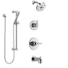 Delta Trinsic Chrome Finish Tub and Shower System with Control Handle, 3-Setting Diverter, Showerhead, and Hand Shower with Slidebar SS144596