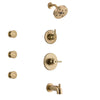 Delta Trinsic Champagne Bronze Finish Tub and Shower System with Control Handle, 3-Setting Diverter, Showerhead, and 3 Body Sprays SS14459CZ1