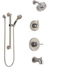 Delta Trinsic Stainless Steel Finish Tub and Shower System with Control Handle, Diverter, Showerhead, and Hand Shower with Grab Bar SS14459SS3