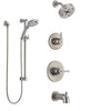Delta Trinsic Stainless Steel Finish Tub and Shower System with Control Handle, Diverter, Showerhead, and Temp2O Hand Shower with Slidebar SS14459SS4