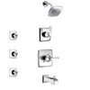 Delta Ashlyn Chrome Finish Tub and Shower System with Control Handle, 3-Setting Diverter, Showerhead, and 3 Body Sprays SS144642