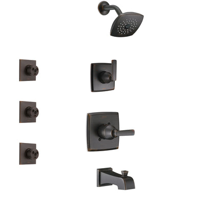Delta Ashlyn Venetian Bronze Finish Tub and Shower System with Control Handle, 3-Setting Diverter, Showerhead, and 3 Body Sprays SS14464RB1