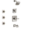 Delta Ashlyn Stainless Steel Finish Tub and Shower System with Control Handle, 3-Setting Diverter, Showerhead, and 3 Body Sprays SS14464SS1