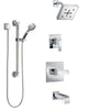 Delta Ara Chrome Finish Tub and Shower System with Control Handle, 3-Setting Diverter, Showerhead, and Hand Shower with Grab Bar SS144673