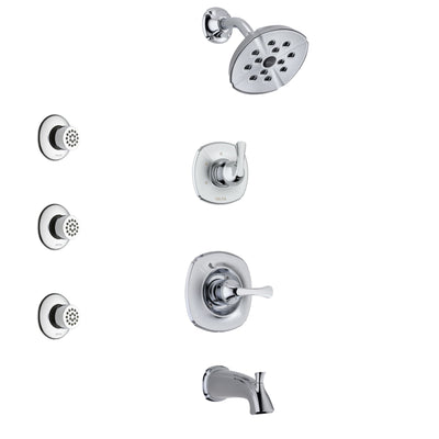 Delta Addison Chrome Finish Tub and Shower System with Control Handle, 3-Setting Diverter, Showerhead, and 3 Body Sprays SS144921