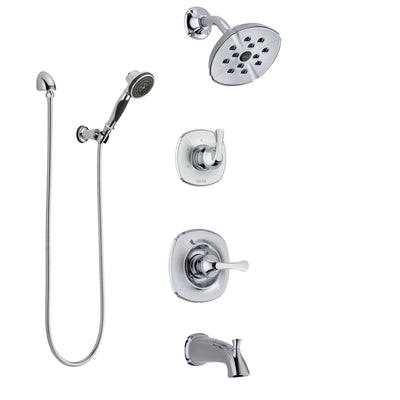 Delta Addison Chrome Finish Tub and Shower System with Control Handle, 3-Setting Diverter, Showerhead, and Hand Shower with Wall Bracket SS144926