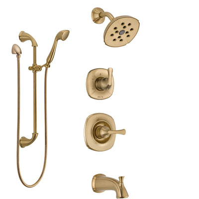 Delta Addison Champagne Bronze Tub and Shower System with Control Handle, 3-Setting Diverter, Showerhead, and Hand Shower with Slidebar SS14492CZ3