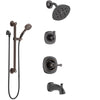 Delta Addison Venetian Bronze Tub and Shower System with Control Handle, 3-Setting Diverter, Showerhead, and Hand Shower with Grab Bar SS14492RB3