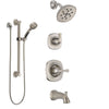 Delta Addison Stainless Steel Finish Tub and Shower System with Control Handle, Diverter, Showerhead, and Hand Shower with Grab Bar SS14492SS3
