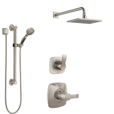 Delta Tesla Stainless Steel Finish Shower System with Control Handle, 3-Setting Diverter, Showerhead, and Hand Shower with Grab Bar SS1452SS2