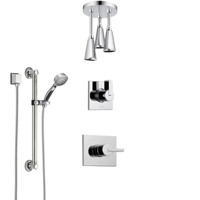 Delta Vero Chrome Finish Shower System with Control Handle, 3-Setting Diverter, Ceiling Mount Showerhead, and Hand Shower with Grab Bar SS14533