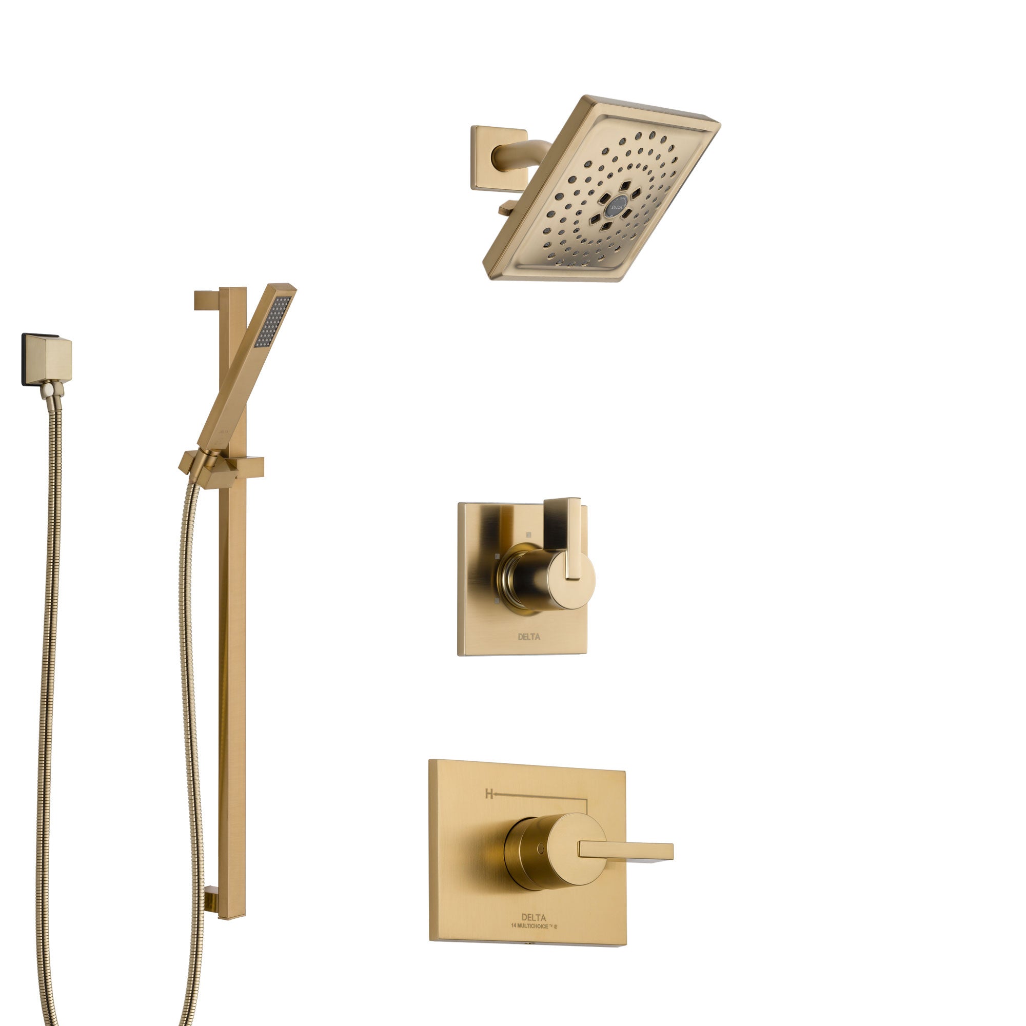 Delta Vero Champagne Bronze Finish Shower System with Control Handle, 3-Setting Diverter, Showerhead, and Hand Shower with Slidebar SS1453CZ3
