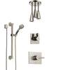 Delta Vero Stainless Steel Finish Shower System with Control Handle, Diverter, Ceiling Mount Showerhead, and Hand Shower with Grab Bar SS1453SS8
