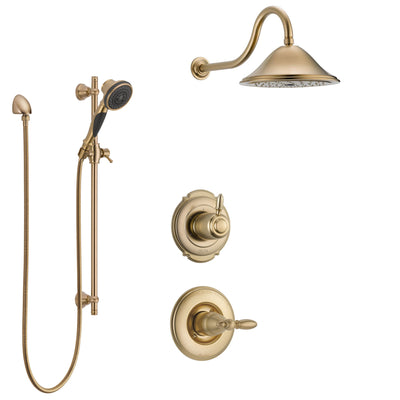 Delta Victorian Champagne Bronze Finish Shower System with Control Handle, 3-Setting Diverter, Showerhead, and Hand Shower with Slidebar SS1455CZ3