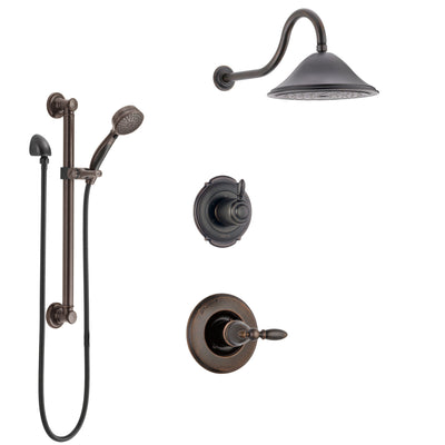 Delta Victorian Venetian Bronze Finish Shower System with Control Handle, 3-Setting Diverter, Showerhead, and Hand Shower with Grab Bar SS1455RB3