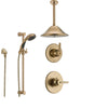 Delta Trinsic Champagne Bronze Shower System with Normal Shower Handle, 3-setting Diverter, Large Ceiling Mount Rain Showerhead, and Handheld Spray SS145982CZ