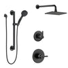 Delta Trinsic Matte Black Finish Modern Shower Faucet System Wall Mounted Rain Showerhead and Hand Shower Spray with Grab Bar SS1459BL3