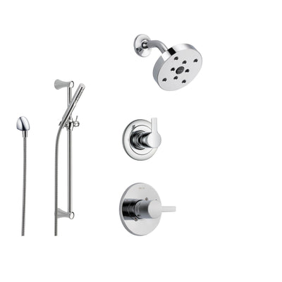 Delta Compel Chrome Shower System with Normal Shower Handle, 3-setting Diverter, Modern Round Showerhead, and Handheld Shower Stick SS146184