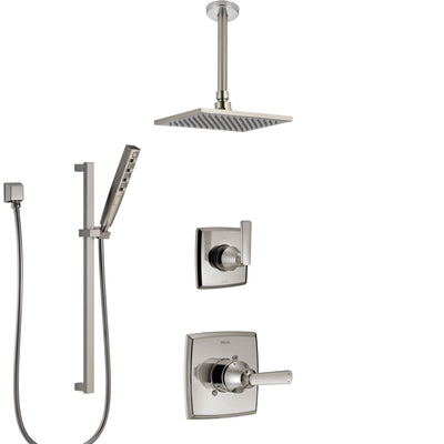 Delta Ashlyn Stainless Steel Finish Shower System with Control Handle, Diverter, Ceiling Mount Showerhead, and Hand Shower with Slidebar SS1464SS5