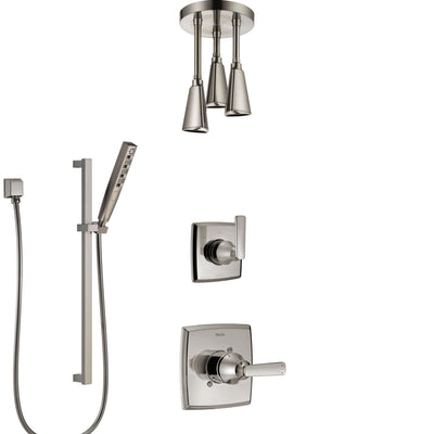 Delta Ashlyn Stainless Steel Finish Shower System with Control Handle, Diverter, Ceiling Mount Showerhead, and Hand Shower with Slidebar SS1464SS7