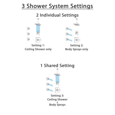 Delta Ara Chrome Finish Shower System with Control Handle, 3-Setting Diverter, Ceiling Mount Showerhead, and 3 Body Sprays SS14676