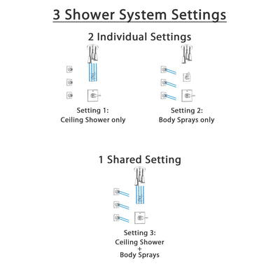 Delta Zura Chrome Finish Shower System with Control Handle, 3-Setting Diverter, Ceiling Mount Showerhead, and 3 Body Sprays SS14744